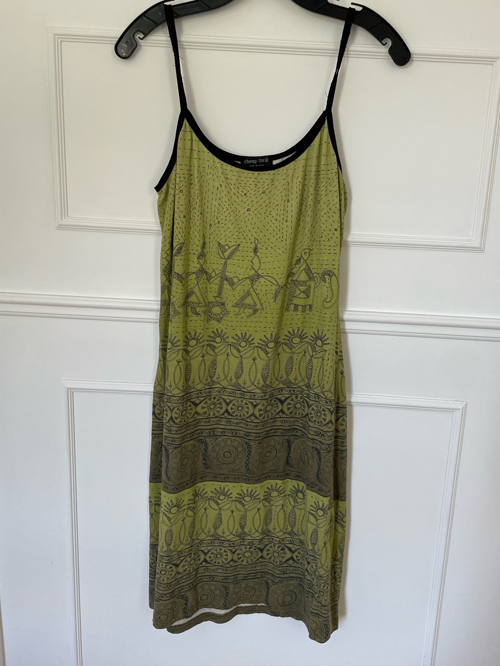 Vintage 90’s - Lightweight Olive Green Printed Slip Dress